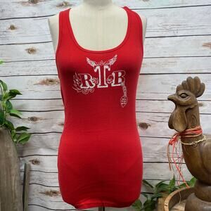 RTB Real Tough Babe Red Racerback Tank Top Shirt Biker Babe Graphic Large L